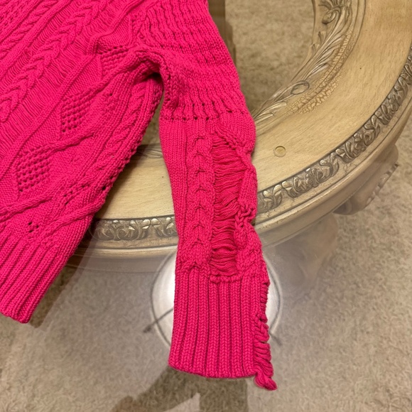 Splendid Pink Drop Needle Chunky Cable Knit Pullover Sweater Boho Sz XS - Picture 8 of 12